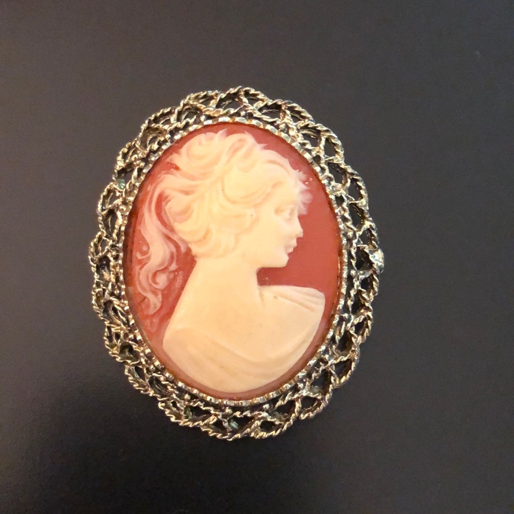 Vintage woman cameo brooch